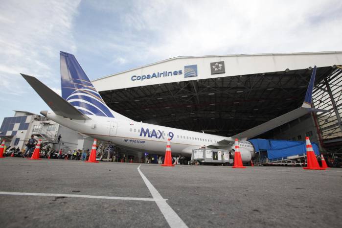 Vista de un avión Boeing 737 MAX 9 de la panameña Copa Airlines, en una fotografía de archivo. Vista de un avión Boeing 737 MAX 9 de la panameña Copa Airlines, en una fotografía de archivo.