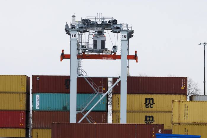 Fotografía de archivo de contenedores de envío apilados en el muelle de la Terminal de Conley en Boston, Massachusetts, EE. UU., 15 de marzo de 2024. Fotografía de archivo de contenedores de envío apilados en el muelle de la Terminal de Conley en Boston, Massachusetts, EE. UU., 15 de marzo de 2024.