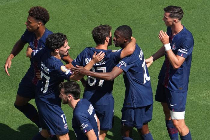 Jugadores del PSG celebrando uno de los goles ante el Real Madrid. Jugadores del PSG celebrando uno de los goles ante el Real Madrid.
