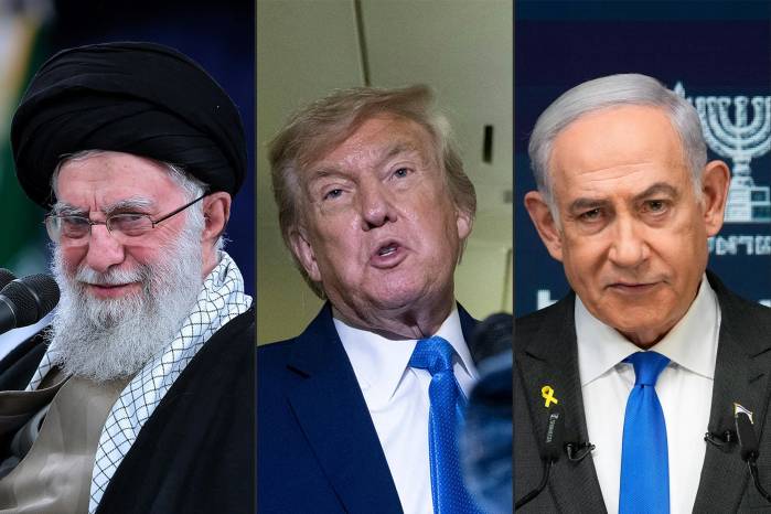 Esta combinación de imágenes creada el 18 de junio de 2025 muestra (de izq. a der.) el ayatolá Ali Khamenei, el presidente de los Estados Unidos, Donald Trump, y el primer ministro de Israel, Benjamin Netanyahu. Esta combinación de imágenes creada el 18 de junio de 2025 muestra (de izq. a der.) el ayatolá Ali Khamenei, el presidente de los Estados Unidos, Donald Trump, y el primer ministro de Israel, Benjamin Netanyahu.
