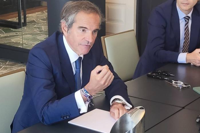 El secretario general del OIEA,, Rafael Grossi, habla en una entrevista con medios de comunicación este miércoles, en Washington. El secretario general del OIEA,, Rafael Grossi, habla en una entrevista con medios de comunicación este miércoles, en Washington.