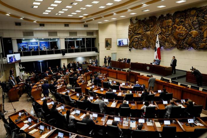Vista del pleno de la Asamblea Legislativa en la ciudad de Panamá el 2 de noviembre de 2023. Vista del pleno de la Asamblea Legislativa en la ciudad de Panamá el 2 de noviembre de 2023.