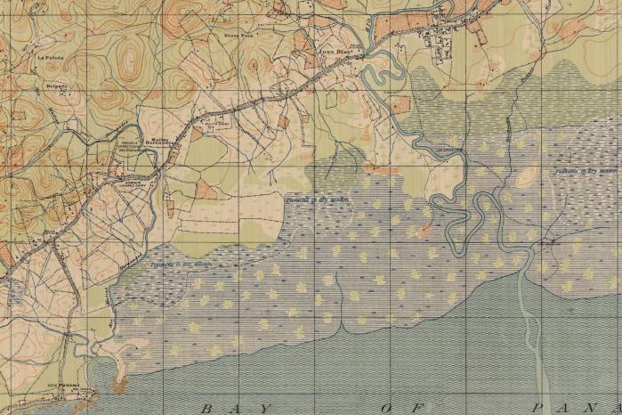 Esta hoja topográfica de 1925 permite tener una idea del paisaje de la ciudad hace aproximadamente un siglo. Antes de la urbanización del sector este de la ciudad, ríos como el Abajo, Matías Hernández y Juan Díaz aún conservaban buena parte de su carácter natural en su morfología y paisaje. Esta hoja topográfica de 1925 permite tener una idea del paisaje de la ciudad hace aproximadamente un siglo. Antes de la urbanización del sector este de la ciudad, ríos como el Abajo, Matías Hernández y Juan Díaz aún conservaban buena parte de su carácter natural en su morfología y paisaje.