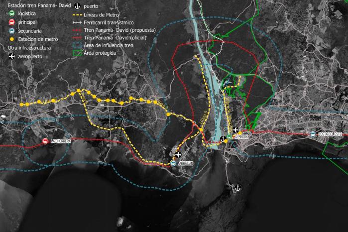 La propuesta de trazado del tren Panamá-David, hace un rodeo de 31 kms hacia el norte en la zona transístmica, sin integrarse con el nodo logístico de Albrook donde se encuentran elementos de infraestructura vitales como los puertos del Pacífico, el ferrocarril transístmico, el metro y el aeropuerto de Albrook. La propuesta de trazado del tren Panamá-David, hace un rodeo de 31 kms hacia el norte en la zona transístmica, sin integrarse con el nodo logístico de Albrook donde se encuentran elementos de infraestructura vitales como los puertos del Pacífico, el ferrocarril transístmico, el metro y el aeropuerto de Albrook.