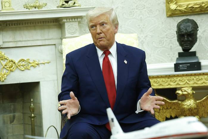 El presidente Donald Trump responde a la pregunta de la prensa durante una reunión con el primer ministro israelí, Benjamin Netanyahu, en la Oficina Oval de la Casa Blanca el 7 de abril de 2025 en Washington, D.C. El presidente Donald Trump responde a la pregunta de la prensa durante una reunión con el primer ministro israelí, Benjamin Netanyahu, en la Oficina Oval de la Casa Blanca el 7 de abril de 2025 en Washington, D.C.