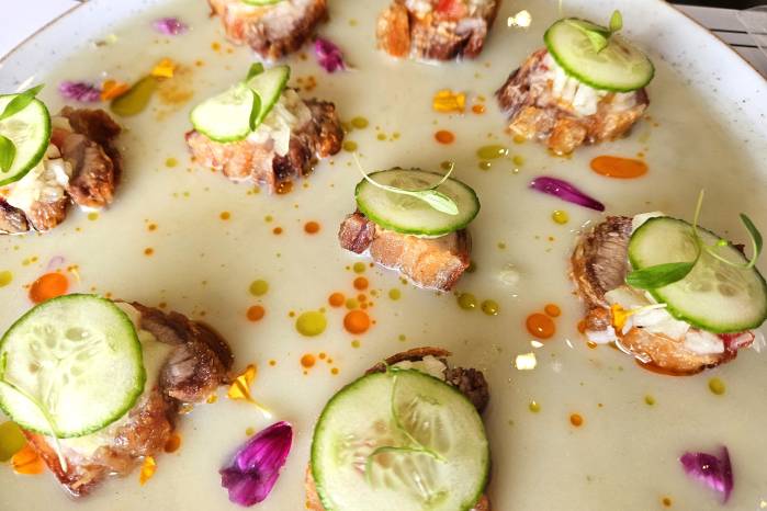 Tiradito de pork belly. Tiradito de pork belly.