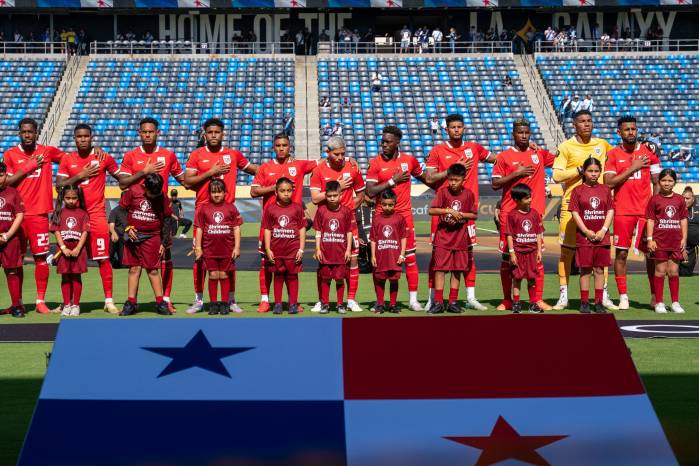 Jugadores de la selección de Panamá previo a un partido de la Copa Oro. Jugadores de la selección de Panamá previo a un partido de la Copa Oro.