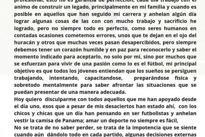 Comunicado del técnico del Tauro, Felipe Baloy. Comunicado del técnico del Tauro, Felipe Baloy.