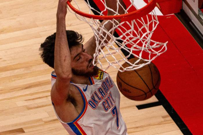 Fotografía de archivo de Chet Holmgren, pívot de Oklahoma City Thunder. Fotografía de archivo de Chet Holmgren, pívot de Oklahoma City Thunder.