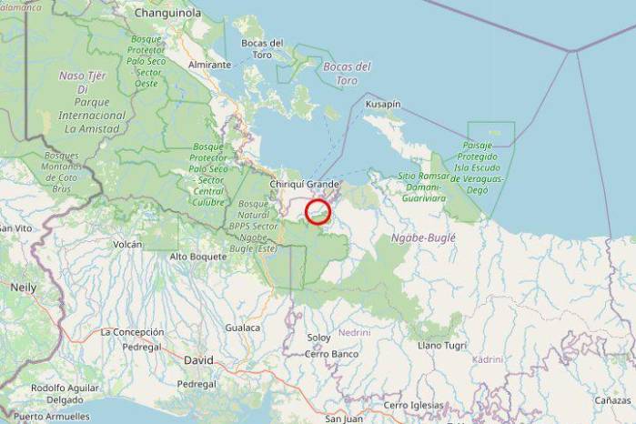 El sismo se dio 10 kilómetros al sureste de Chiriquí Grande. El sismo se dio 10 kilómetros al sureste de Chiriquí Grande.