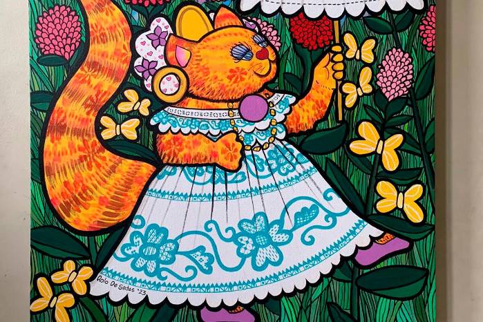 La obra ‘Maminina con pollera celeste en jardín’, de Rolo De Sedas. La obra ‘Maminina con pollera celeste en jardín’, de Rolo De Sedas.