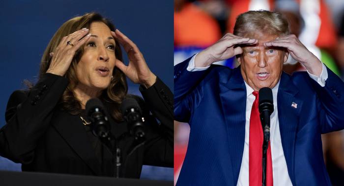 Combo de fotografías donde se observa a la vicepresidenta y candidata demócrata a la presidencia de los Estados Unidos, Kamala Harris, y al expresidente (2017-2021) y candidato republicano a la presidencia, Donald Trump. Combo de fotografías donde se observa a la vicepresidenta y candidata demócrata a la presidencia de los Estados Unidos, Kamala Harris, y al expresidente (2017-2021) y candidato republicano a la presidencia, Donald Trump.