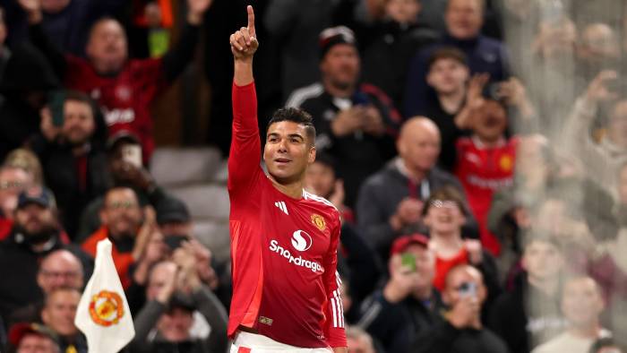 Casemiro celebra el segundo gol del Manchester United. Casemiro celebra el segundo gol del Manchester United.