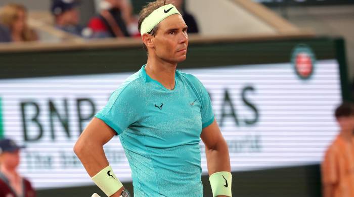 El español Rafael Nadal durante su partido de primera ronda de París. El español Rafael Nadal durante su partido de primera ronda de París.
