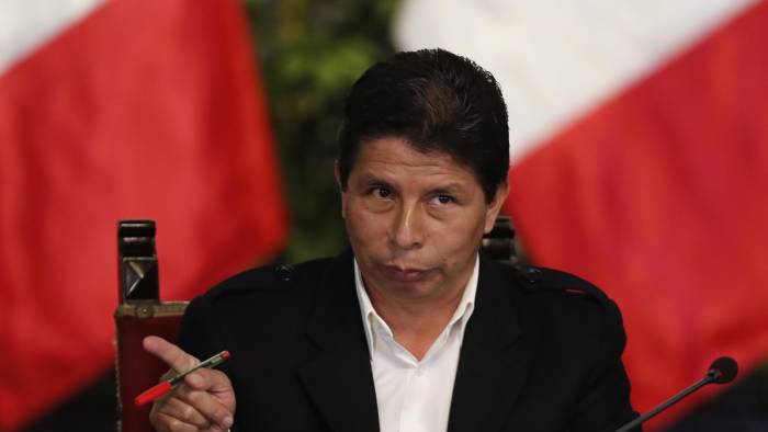 El expresidente de Perú, Pedro Castillo, durante una rueda de prensa, en Lima Perú. El expresidente de Perú, Pedro Castillo, durante una rueda de prensa, en Lima Perú.