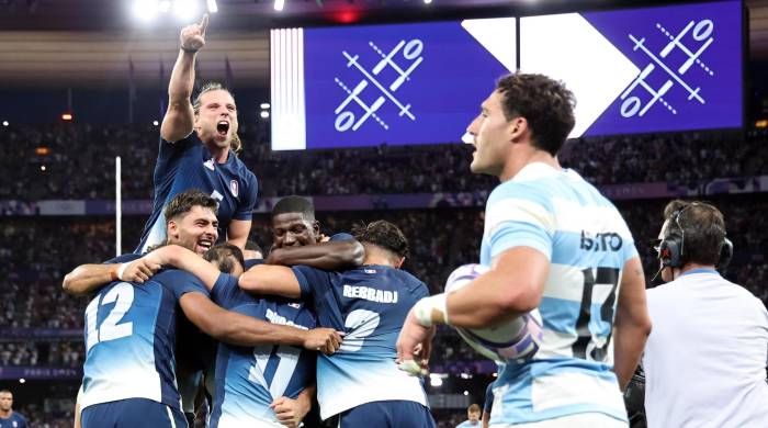 Los jugadores de Francia celebran su victoria ante Argentina. Los jugadores de Francia celebran su victoria ante Argentina.