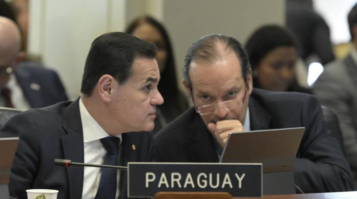 El canciller de Paraguay, Rubén Ramírez Lescano (i), y el canciller de Panamá, Javier Martinez-Acha, participa en una sesión extraordinaria de la Organización de Estados Americanos,. El canciller de Paraguay, Rubén Ramírez Lescano (i), y el canciller de Panamá, Javier Martinez-Acha, participa en una sesión extraordinaria de la Organización de Estados Americanos,.