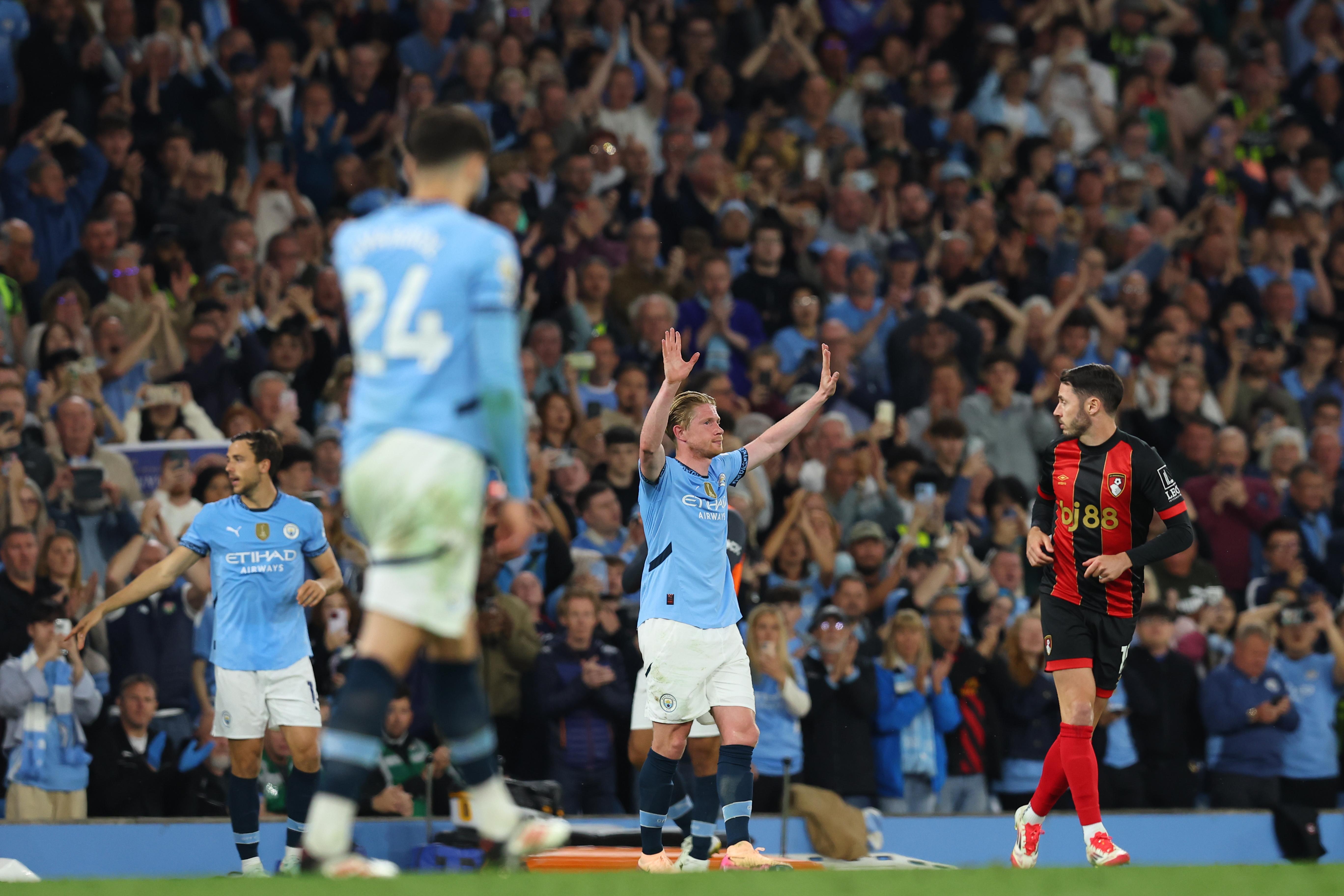 El medio belga Kevin De Bruyne durante el partido de la Premier League que han jugado Manchester City y AFC Bournemouth. El medio belga Kevin De Bruyne durante el partido de la Premier League que han jugado Manchester City y AFC Bournemouth.