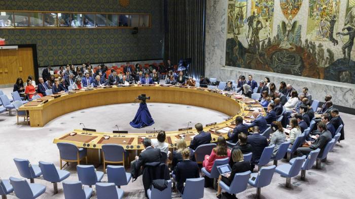 Vista de la votación de una resolución sobre Gaza en el Consejo de Seguridad de la ONU, este 25 de marzo de 2024, en Nueva York (EE.UU.). Vista de la votación de una resolución sobre Gaza en el Consejo de Seguridad de la ONU, este 25 de marzo de 2024, en Nueva York (EE.UU.).