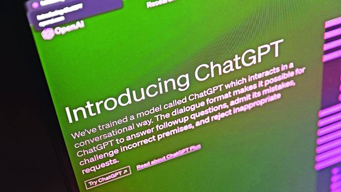 Imagen de archivo de una pantalla con el sitio web ChatGPT de OpenAI. Imagen de archivo de una pantalla con el sitio web ChatGPT de OpenAI.