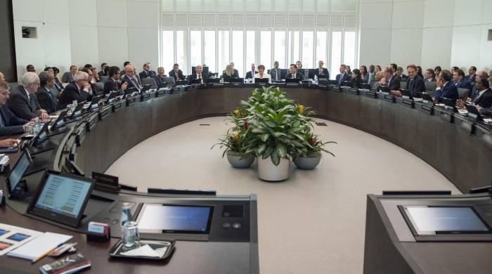 Junta de Gobernadores del Fondo Monetario Internacional (FMI) reunidos. Junta de Gobernadores del Fondo Monetario Internacional (FMI) reunidos.