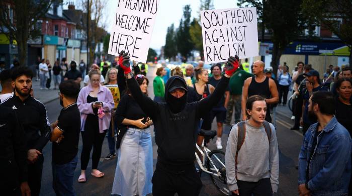 Miles de personas, muchas con banderas palestinas, se reunieron en esta zona del noreste de la capital británica. Miles de personas, muchas con banderas palestinas, se reunieron en esta zona del noreste de la capital británica.