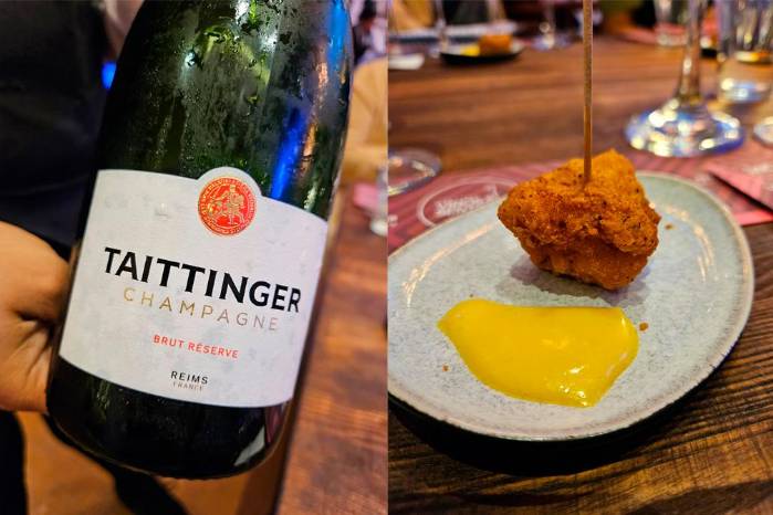 Tattinger Brut Reserve con pollo frito. Tattinger Brut Reserve con pollo frito.