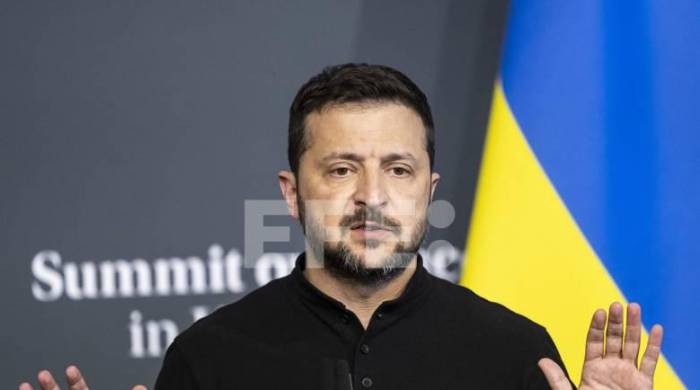 El presidente Volodimir Zelenski de Ucrania habla durante la conferencia de prensa de clausura de la Cumbre sobre la Paz en Ucrania en Stansstad, cerca de Lucerna, Suiza. El presidente Volodimir Zelenski de Ucrania habla durante la conferencia de prensa de clausura de la Cumbre sobre la Paz en Ucrania en Stansstad, cerca de Lucerna, Suiza.