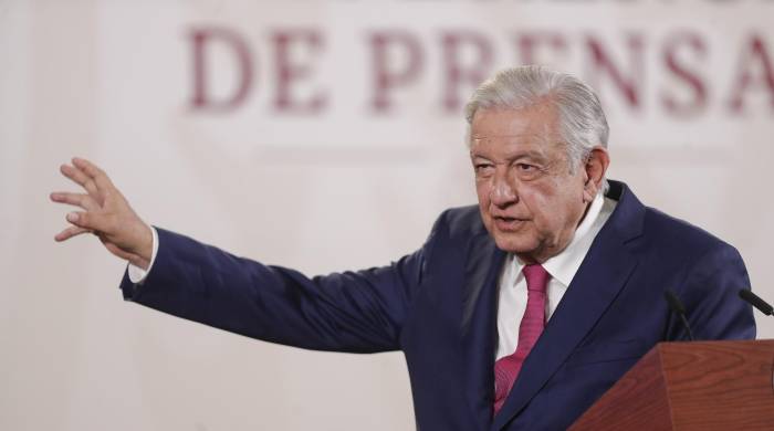 Presidente de México, Andrés Manuel López Obrador, participa en su conferencia matutina este miércoles, en el Palacio Nacional de la Ciudad de México (México).