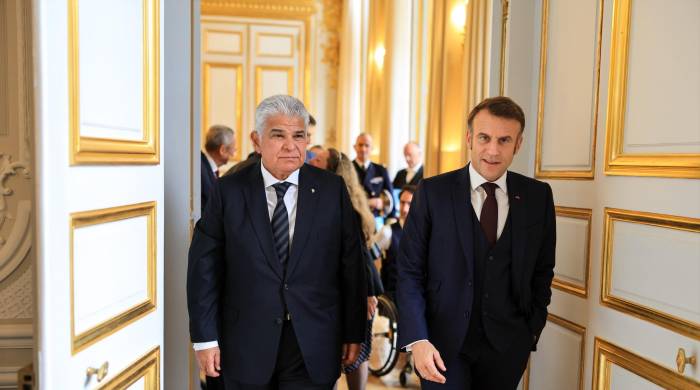 José Raúl Mulino, presidente de Panamá, y su homólogo francés Emmanuel Macron. José Raúl Mulino, presidente de Panamá, y su homólogo francés Emmanuel Macron.