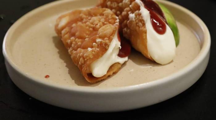 Los tacos de ‘cheesecake’, uno de los postres. Los tacos de ‘cheesecake’, uno de los postres.