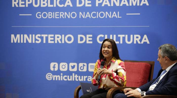 La ministra de Cultura de Panamá Giselle González habla durante la presentación de la Cuenta Satélite Cultural, en Ciudad de Panamá.