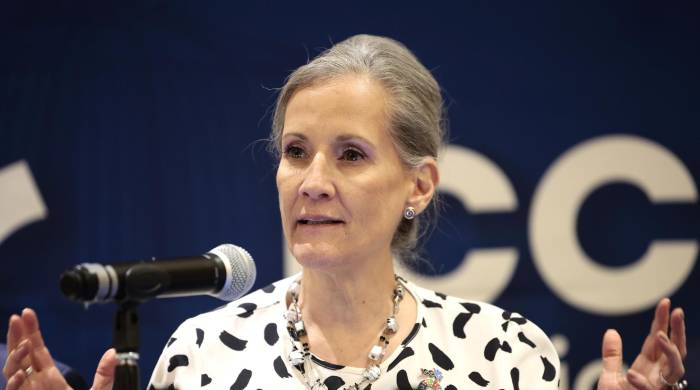 La presidenta global de la International Chamber of Commerce María Fernanda Garza habla durante una rueda de prensa este jueves, en Ciudad de México. La presidenta global de la International Chamber of Commerce María Fernanda Garza habla durante una rueda de prensa este jueves, en Ciudad de México.