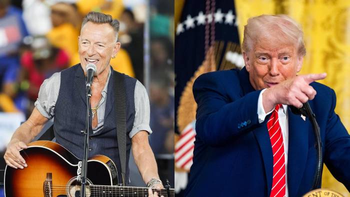 Combo de fotografías de archivo donde aparecen el músico Bruce Springsteen y el presidente de Estados Unidos, Donalds Trump. Combo de fotografías de archivo donde aparecen el músico Bruce Springsteen y el presidente de Estados Unidos, Donalds Trump.