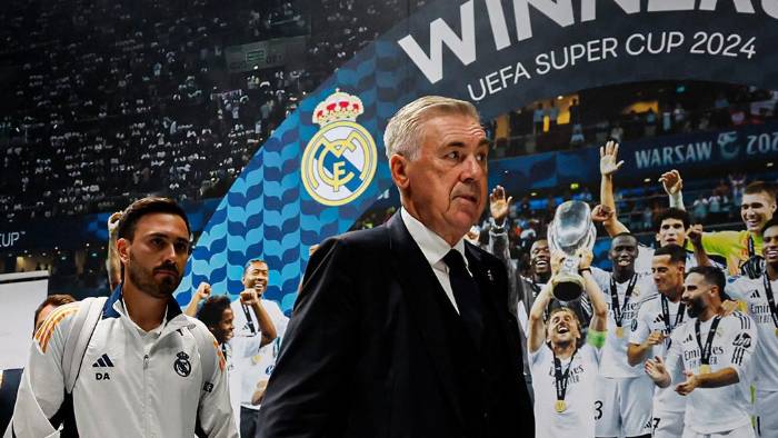 Carlo Ancelotti y su hijo Davide (atrás) son las caras más visibles del cuerpo técnico del Real Madrid. Carlo Ancelotti y su hijo Davide (atrás) son las caras más visibles del cuerpo técnico del Real Madrid.