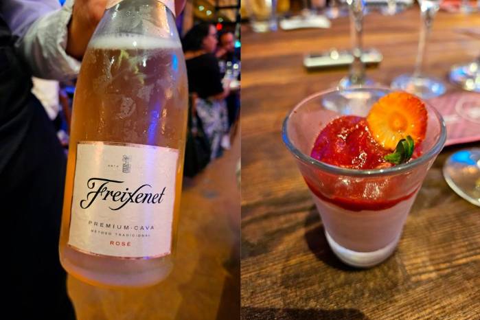 Freixenet Rosé Extra dry y mousse de fresas. Freixenet Rosé Extra dry y mousse de fresas.