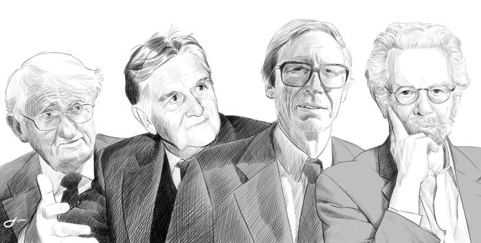 De izq. a der. Jürgen Habermas, Karl Otto Apel, John Rawls y Enrique Dussel. De izq. a der. Jürgen Habermas, Karl Otto Apel, John Rawls y Enrique Dussel.