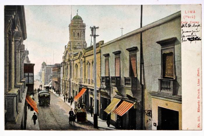Calle Correo, 1908, Colección Privada Tapia Fernández-Baca. Calle Correo, 1908, Colección Privada Tapia Fernández-Baca.