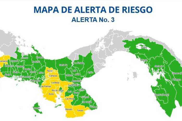 Mapa que muestra las alertas dependiendo de su estatus de gravedad. Mapa que muestra las alertas dependiendo de su estatus de gravedad.