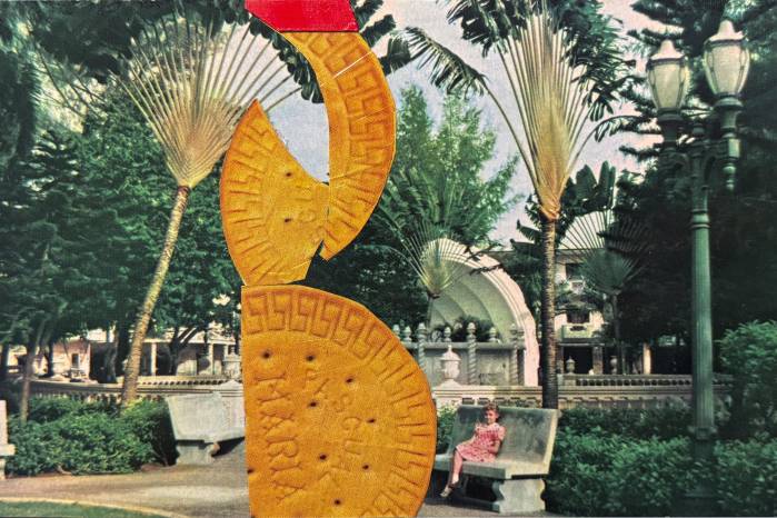 De la serie “Greetings from Panamá”, Ana Elena Garuz, postal intervenida, 2025. De la serie “Greetings from Panamá”, Ana Elena Garuz, postal intervenida, 2025.