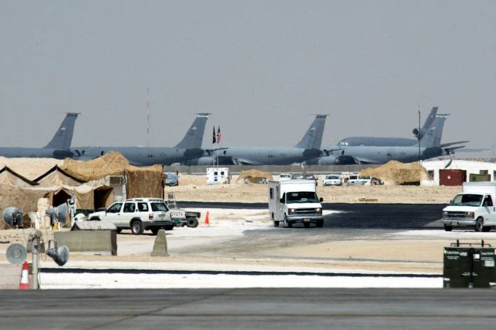 Vista general de la base aérea militar estadounidense Al-Udeid, al sur de Doha, el 23 de octubre de 2002. Vista general de la base aérea militar estadounidense Al-Udeid, al sur de Doha, el 23 de octubre de 2002.