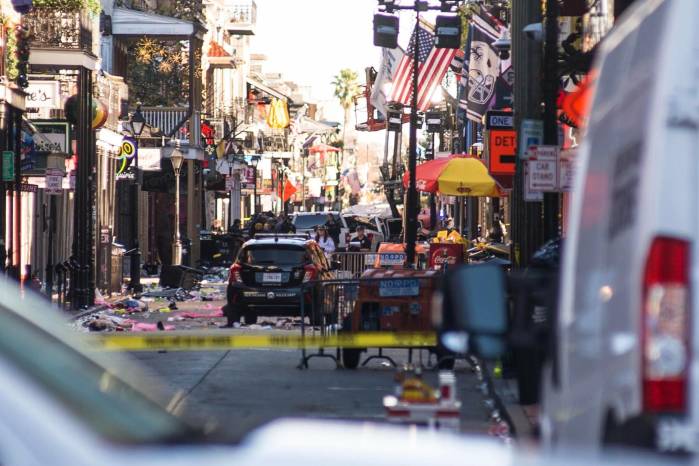 La Policía vigila después de que un automóvil atropellara a una multitud en Nueva Orleans, Luisiana, EE.UU., el 1 de enero de 2025. La Policía vigila después de que un automóvil atropellara a una multitud en Nueva Orleans, Luisiana, EE.UU., el 1 de enero de 2025.