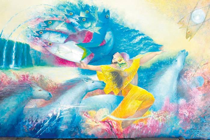 Conjunto azul (de la serie Paisaje-Panamá) óleo/tela. 80 x 50 cm. Año 2024 Conjunto azul (de la serie Paisaje-Panamá) óleo/tela. 80 x 50 cm. Año 2024