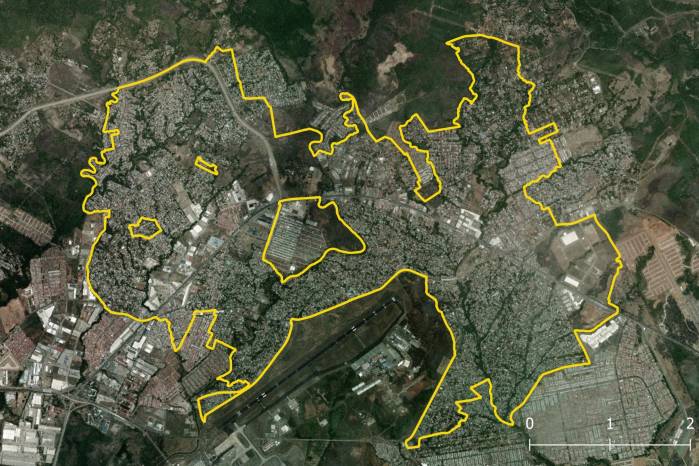 En esta imagen, delimitado en amarillo el clúster de áreas con una alta concentración de vivienda de alquiler (%) en el sector de Tocumen. Esta es un área donde predomina la ocupación por asentamientos informales. En esta imagen, delimitado en amarillo el clúster de áreas con una alta concentración de vivienda de alquiler (%) en el sector de Tocumen. Esta es un área donde predomina la ocupación por asentamientos informales.