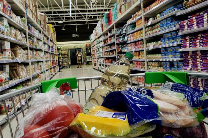 Fotografía de varios productos al interior de un carro de supermercado el 17 de enero 2024, en Santiago, Chile. Fotografía de varios productos al interior de un carro de supermercado el 17 de enero 2024, en Santiago, Chile.