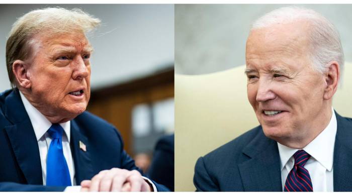 Combo de fotografías de archivo que muestra al expresidente de Estados Unidos Donald Trump (i) y al presidente Joe Biden (d). Combo de fotografías de archivo que muestra al expresidente de Estados Unidos Donald Trump (i) y al presidente Joe Biden (d).