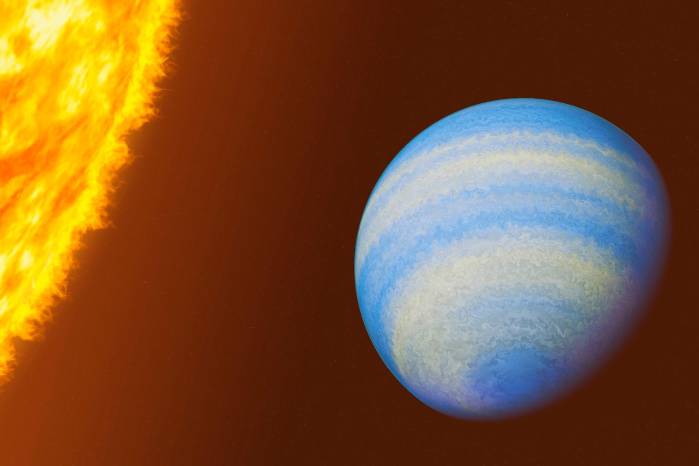 Recreación artística del exoplaneta “HD 189733 b”, un gigante gaseoso cercano al Sistema Solar. Recreación artística del exoplaneta “HD 189733 b”, un gigante gaseoso cercano al Sistema Solar.