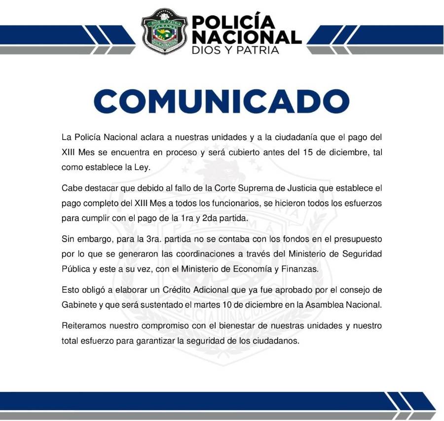 Comunicado de la Policía Nacional. Comunicado de la Policía Nacional.