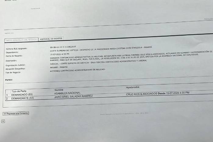 Imagen de la demanda presentanda contra la bancada Seguimos. Imagen de la demanda presentanda contra la bancada Seguimos.