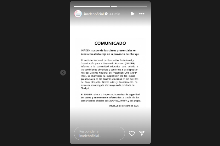 Comunicado oficial del Inadeh Comunicado oficial del Inadeh